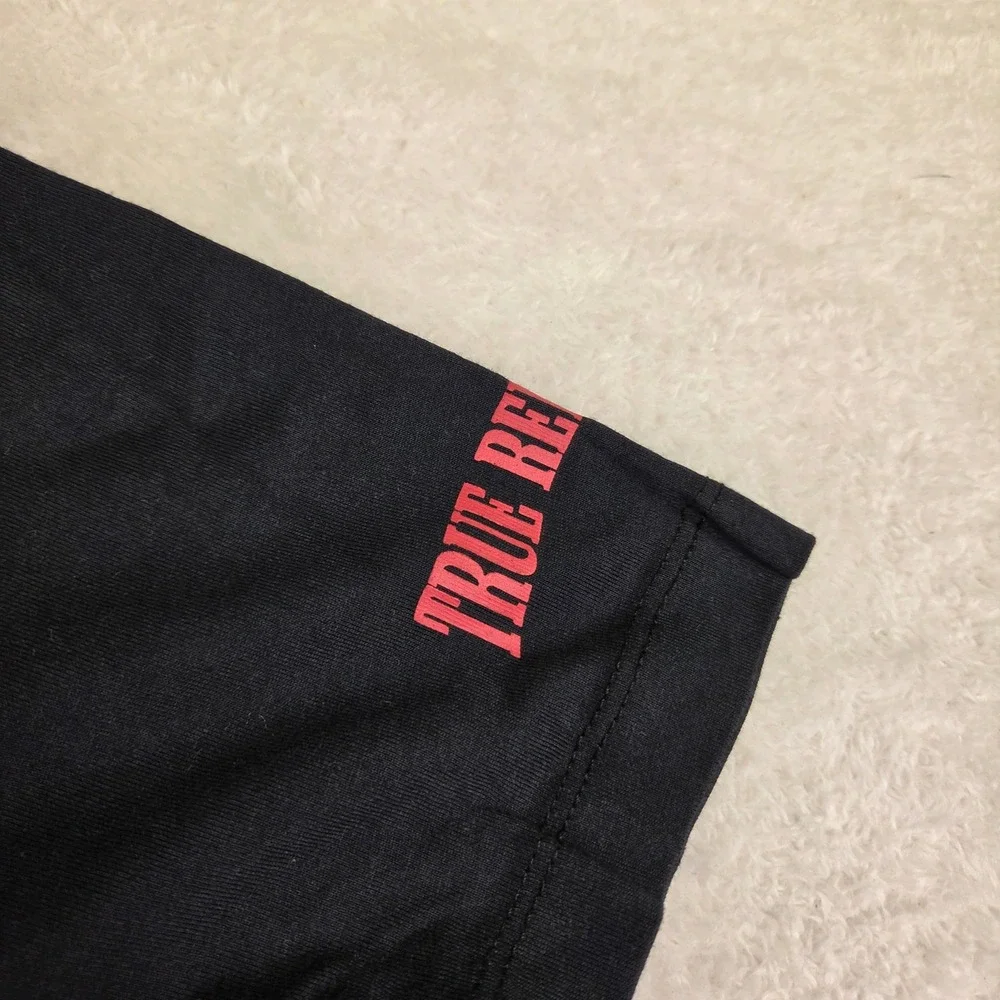 True Religion Mens Jet Black FFTS Circ Graphic T-Shirt Red Foil Logo 701595 XXL
